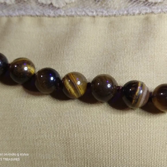 MEN'S TIGER'S EYE 18" NECKLACE. *GOLDEN BROWN* LIKE A BREEZE, PLEASE READ BELOW. - Picture 3 of 4